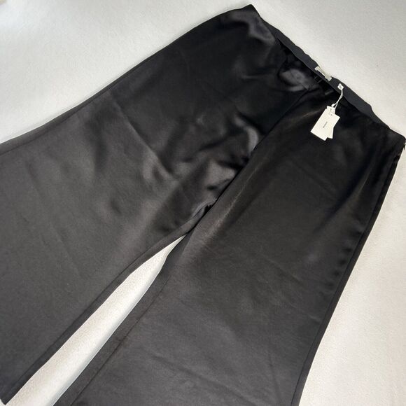 Vince Womens Size 20 NWT Satin Wide Flare Pants Elastic Waist Black VE800622039 - Picture 1 of 8